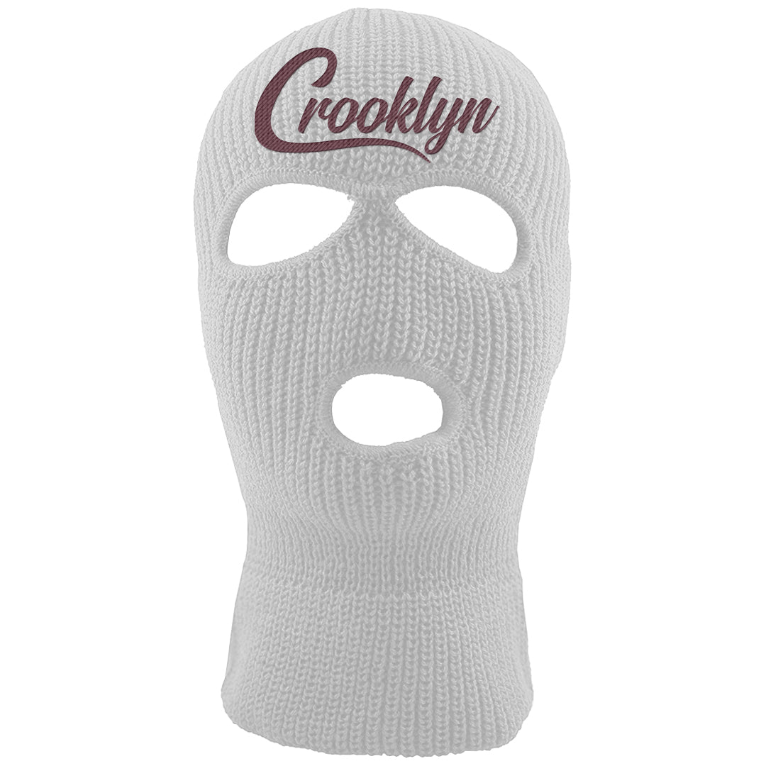 Burgundy 5s Ski Mask | Crooklyn, White