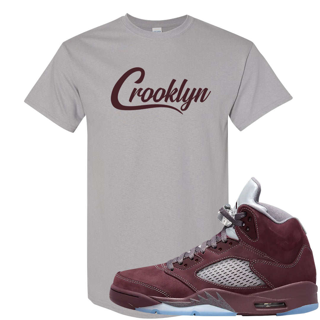 Burgundy 5s T Shirt | Crooklyn, Gravel