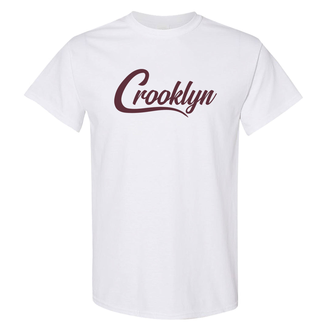 Burgundy 5s T Shirt | Crooklyn, White