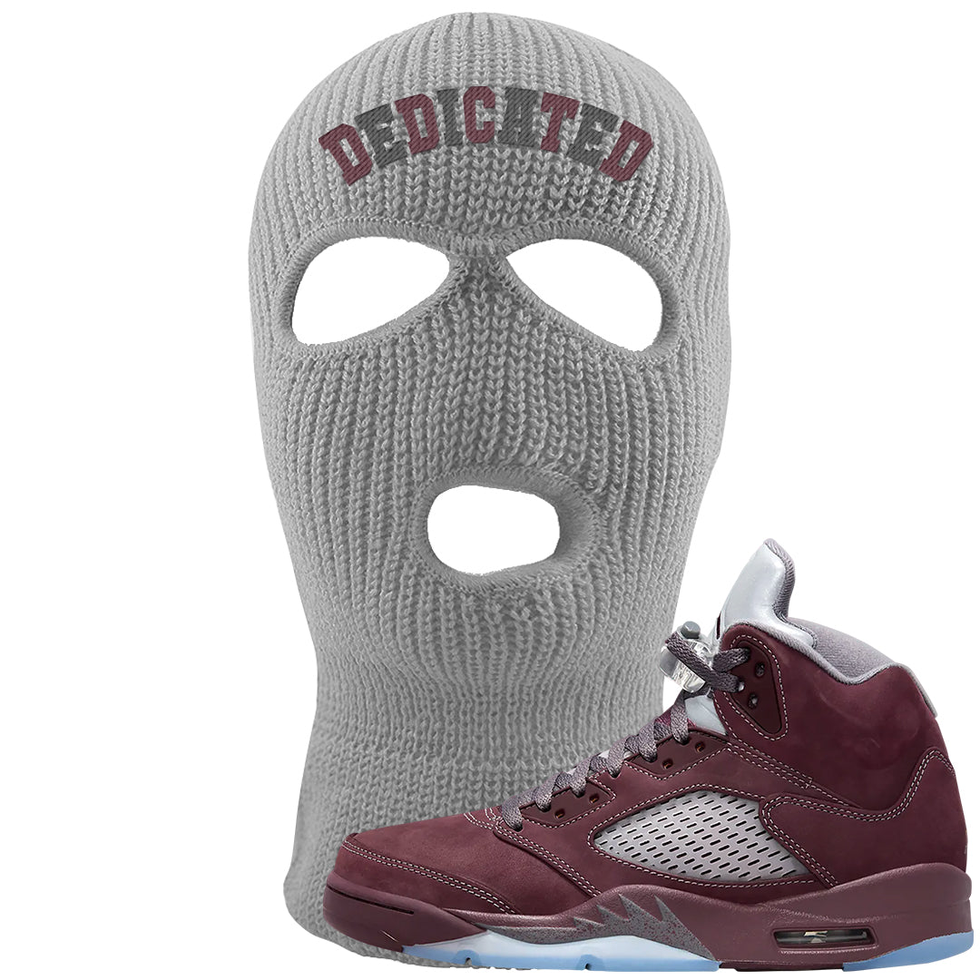 Burgundy 5s Ski Mask | Dedicated, Light Gray