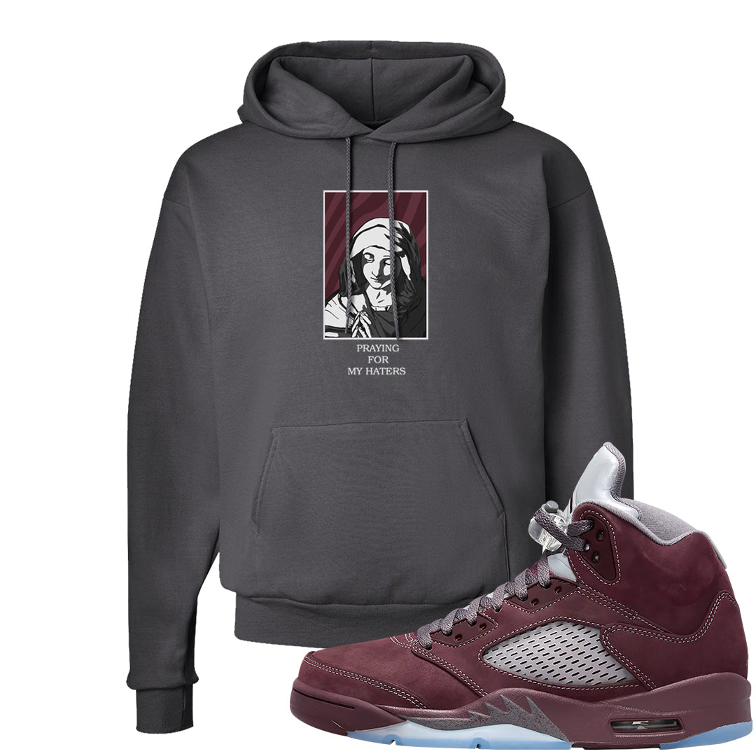 Burgundy 5s Hoodie | God Told Me, Smoke Grey