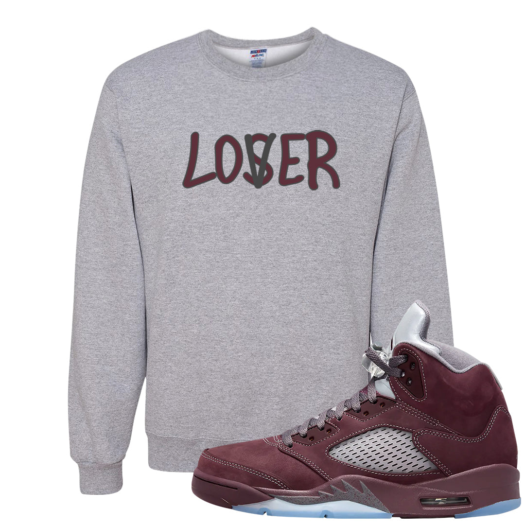 Burgundy 5s Crewneck Sweatshirt | Lover, Ash