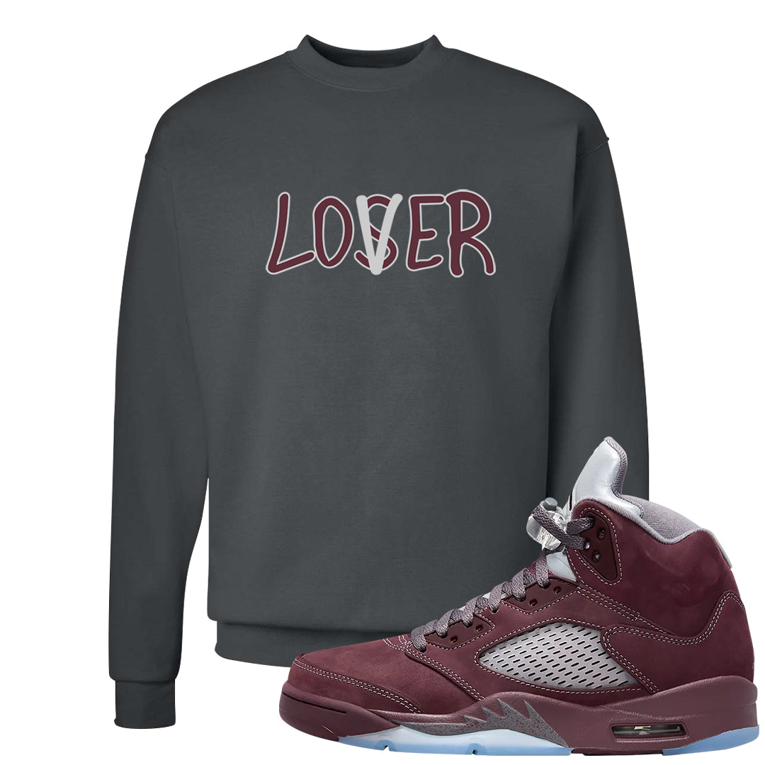 Burgundy 5s Crewneck Sweatshirt | Lover, Smoke Grey