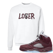 Burgundy 5s Crewneck Sweatshirt | Lover, White