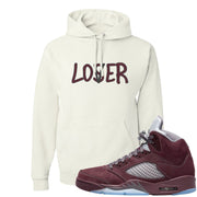 Burgundy 5s Hoodie | Lover, White