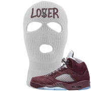 Burgundy 5s Ski Mask | Lover, White