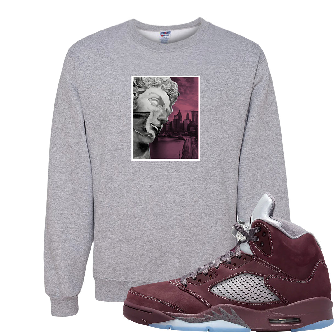 Burgundy 5s Crewneck Sweatshirt | Miguel, Ash