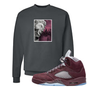 Burgundy 5s Crewneck Sweatshirt | Miguel, Smoke Grey