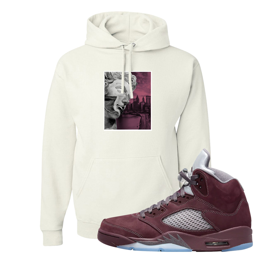 Burgundy 5s Hoodie | Miguel, White