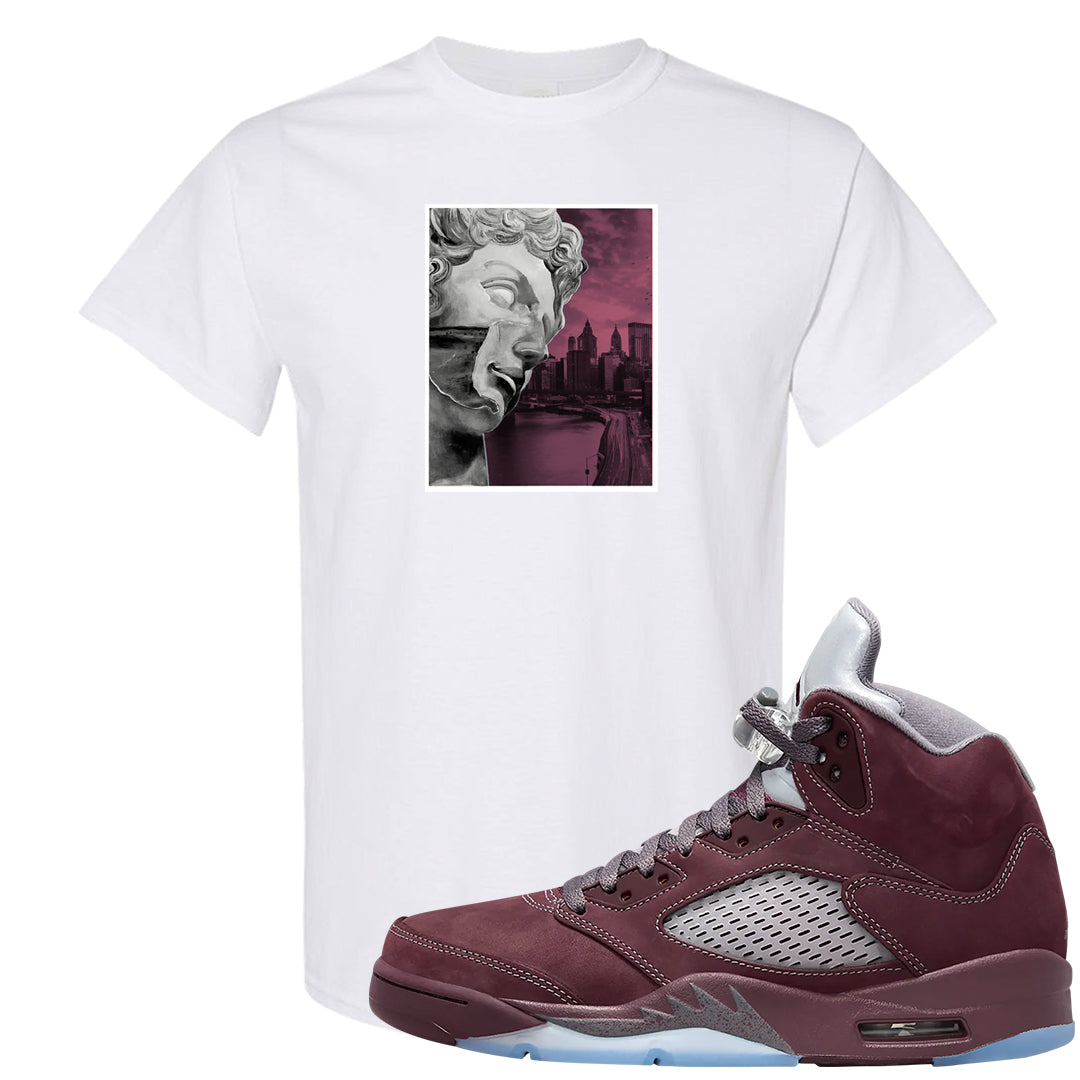 Burgundy 5s T Shirt | Miguel, White