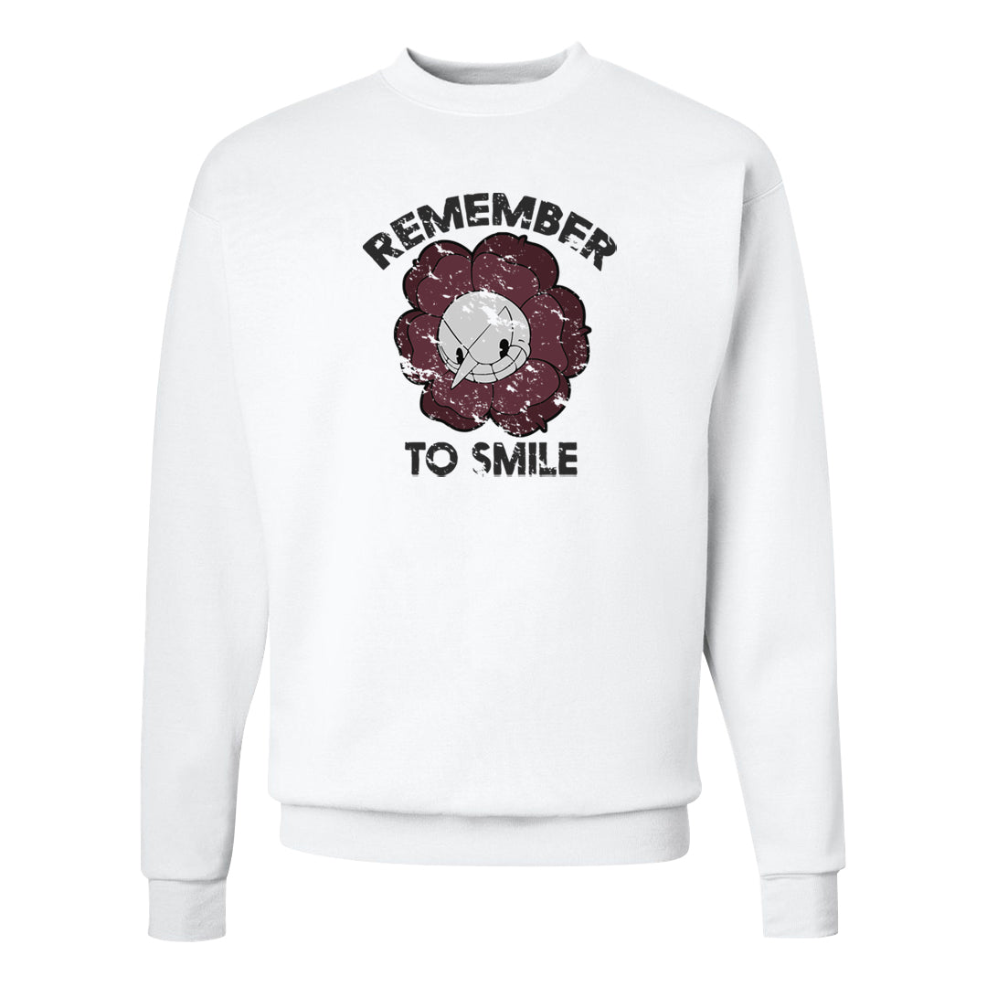 Burgundy 5s Crewneck Sweatshirt | Remember To Smile, White
