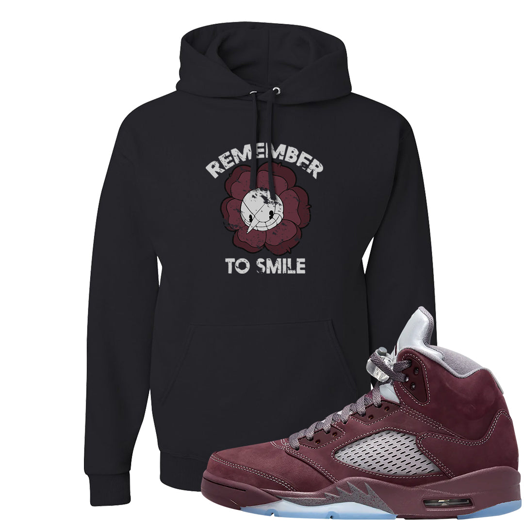 Burgundy 5s Hoodie | Remember To Smile, Black