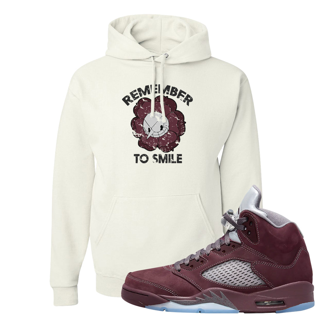 Burgundy 5s Hoodie | Remember To Smile, White
