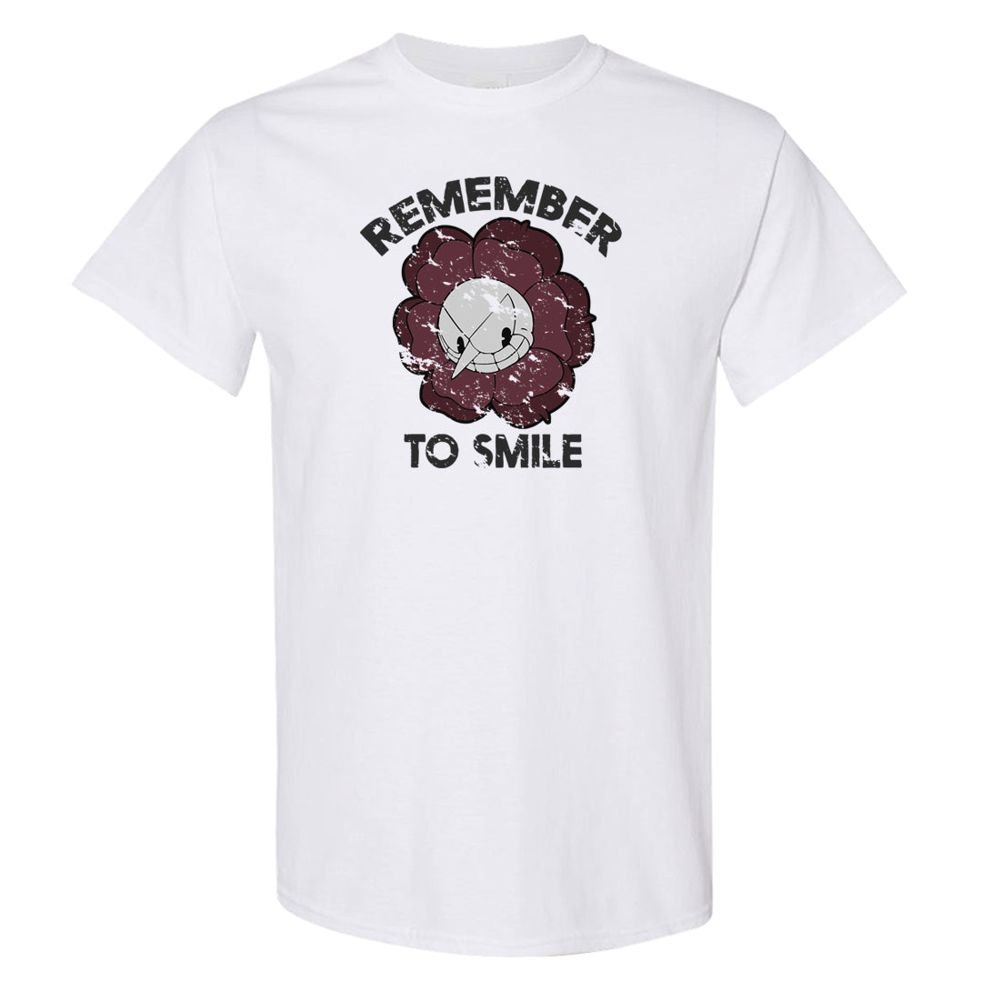 Burgundy 5s T Shirt | Remember To Smile, White