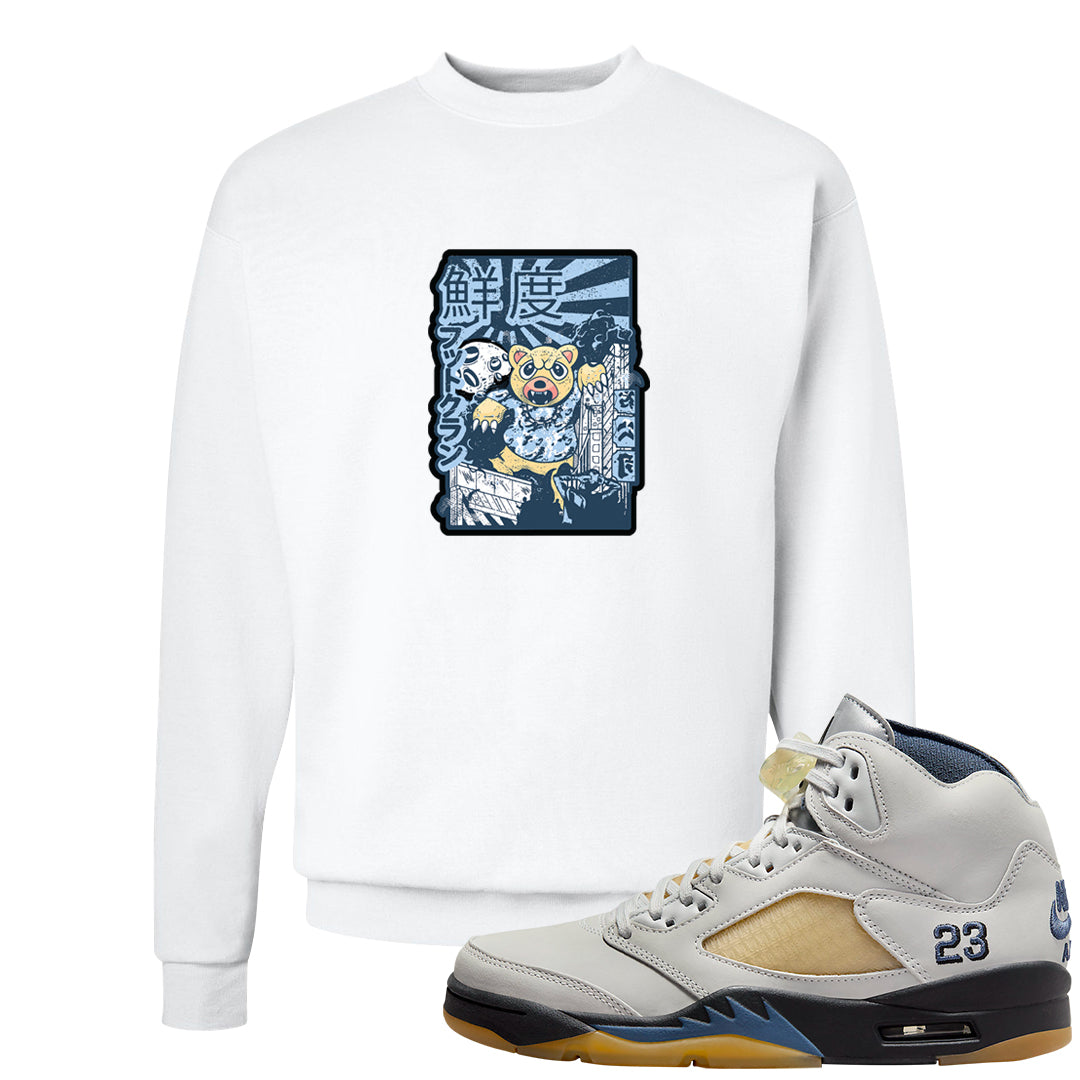 Dusk and Dawn 5s Crewneck Sweatshirt | Attack Of The Bear, White