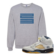 Dusk and Dawn 5s Crewneck Sweatshirt | Double Line 23, Ash