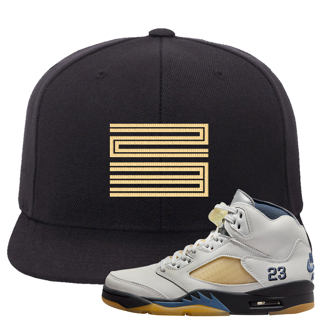 Dusk and Dawn 5s Snapback Hat | Double Line 23, Black