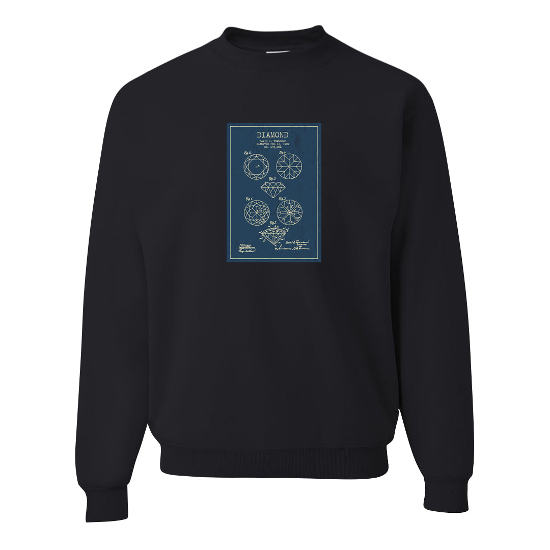 Dusk and Dawn 5s Crewneck Sweatshirt | Diamond Patent Sketch, Black