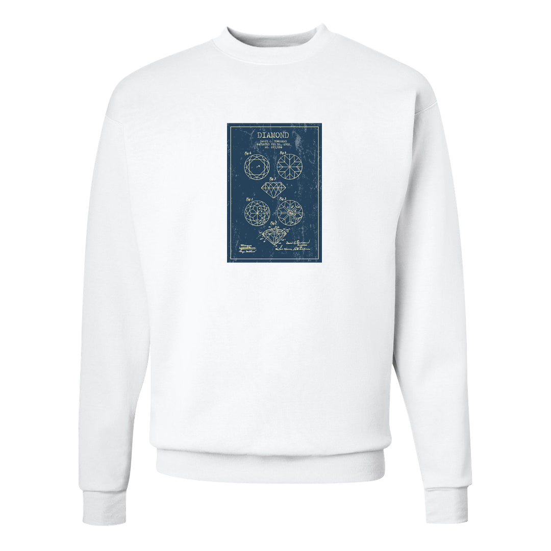 Dusk and Dawn 5s Crewneck Sweatshirt | Diamond Patent Sketch, White
