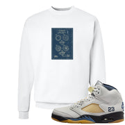 Dusk and Dawn 5s Crewneck Sweatshirt | Diamond Patent Sketch, White