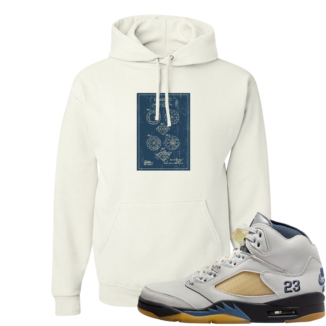 Dusk and Dawn 5s Hoodie | Diamond Patent Sketch, White