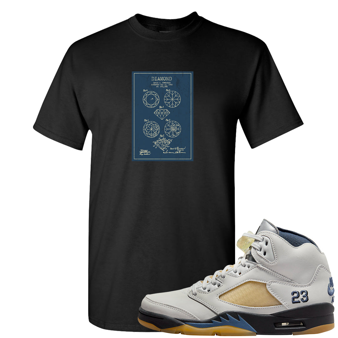 Dusk and Dawn 5s T Shirt | Diamond Patent Sketch, Black