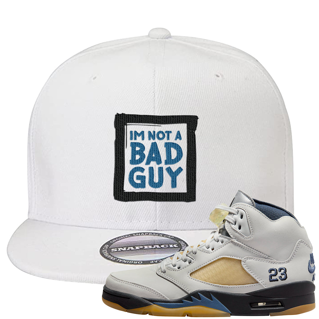 Dusk and Dawn 5s Snapback Hat | I'm Not A Bad Guy, White