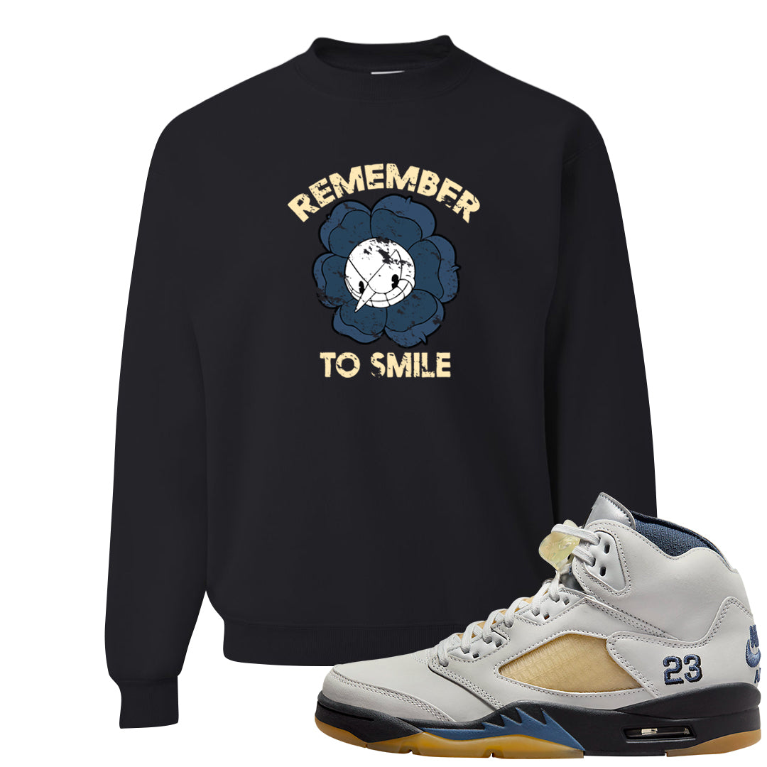 Dusk and Dawn 5s Crewneck Sweatshirt | Remember To Smile, Black