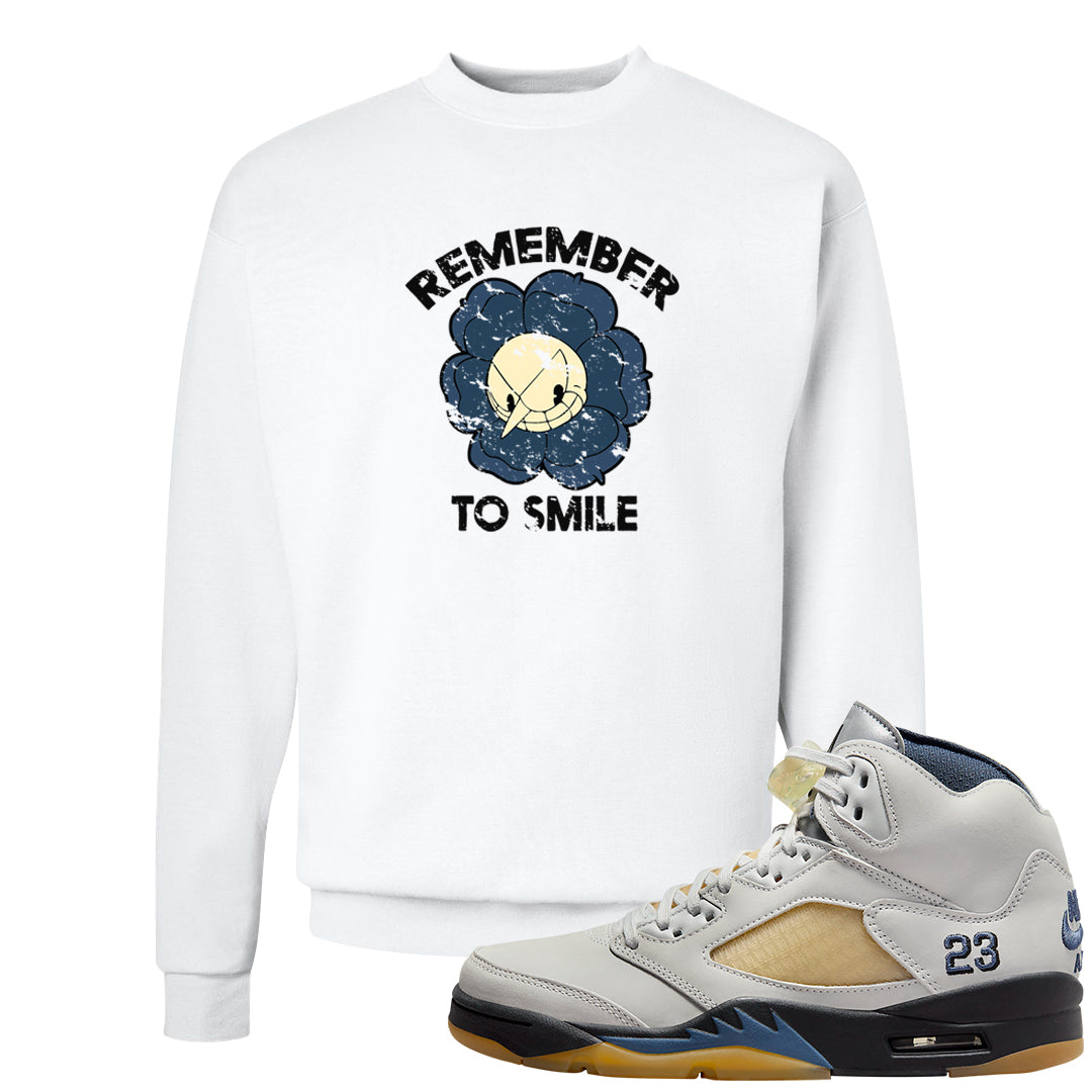 Dusk and Dawn 5s Crewneck Sweatshirt | Remember To Smile, White