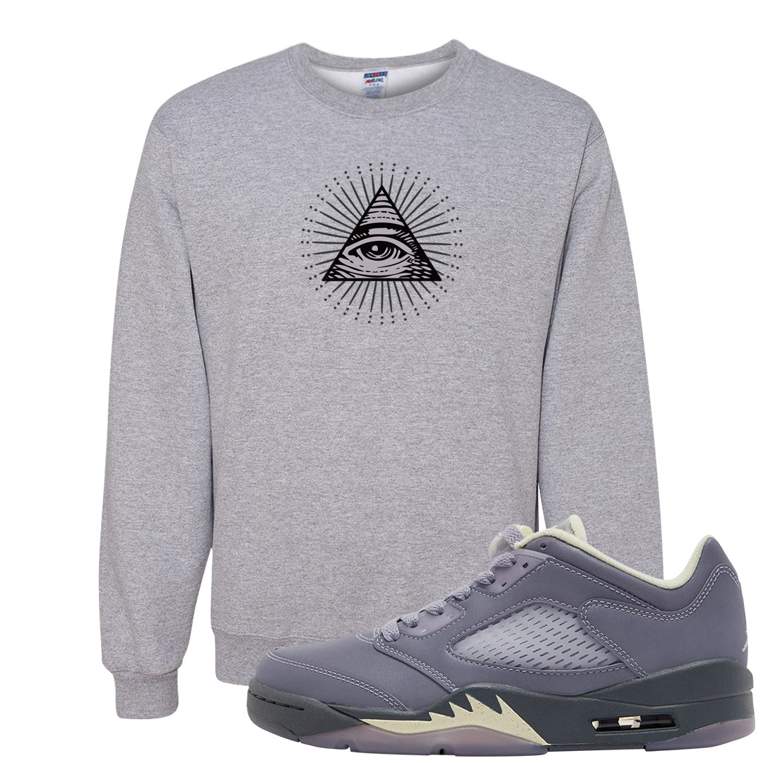 Indigo Haze 5s Crewneck Sweatshirt | All Seeing Eye, Ash