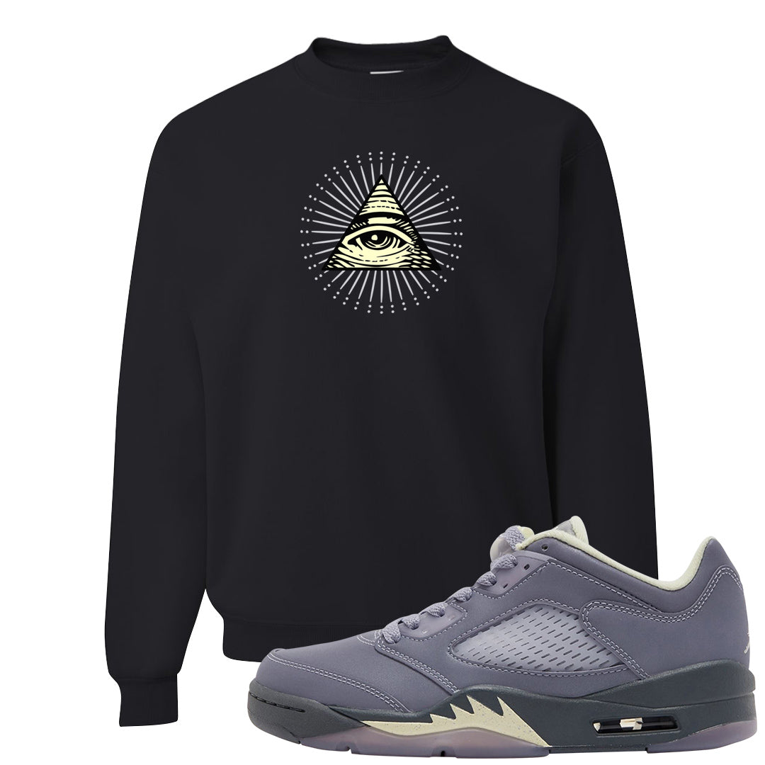 Indigo Haze 5s Crewneck Sweatshirt | All Seeing Eye, Black