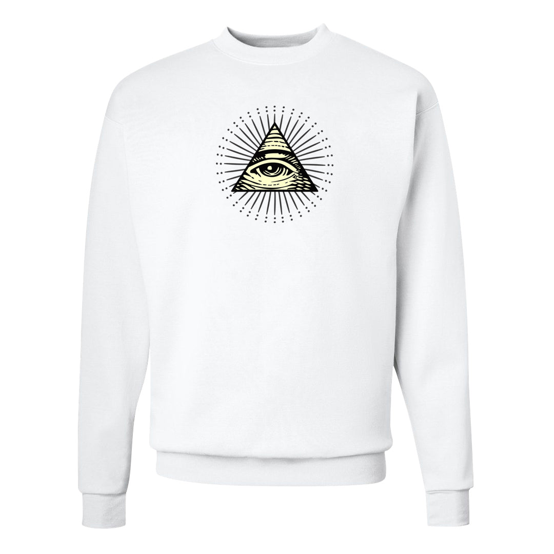 Indigo Haze 5s Crewneck Sweatshirt | All Seeing Eye, White