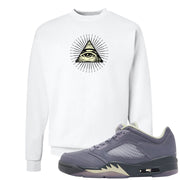 Indigo Haze 5s Crewneck Sweatshirt | All Seeing Eye, White