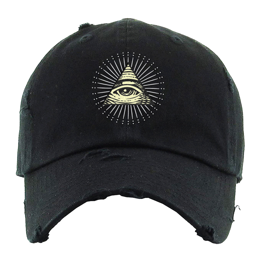 Indigo Haze 5s Distressed Dad Hat | All Seeing Eye, Black