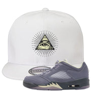 Indigo Haze 5s Snapback Hat | All Seeing Eye, White