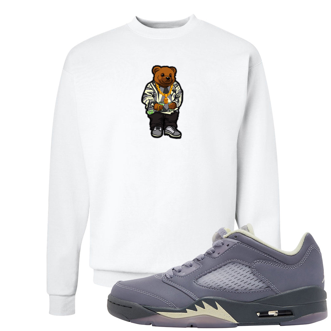 Indigo Haze 5s Crewneck Sweatshirt | Sweater Bear, White