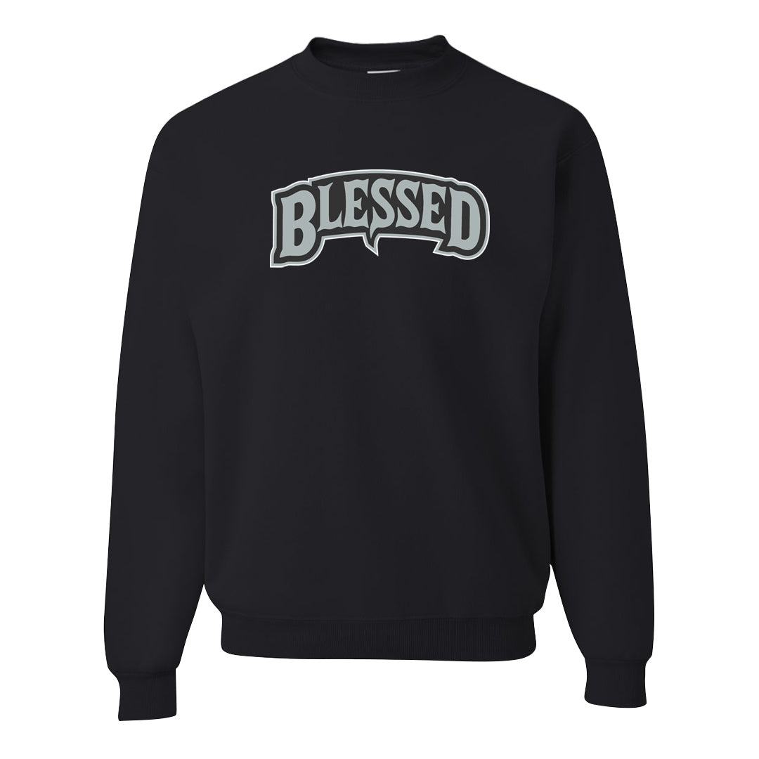 Indigo Haze 5s Crewneck Sweatshirt | Blessed Arch, Black