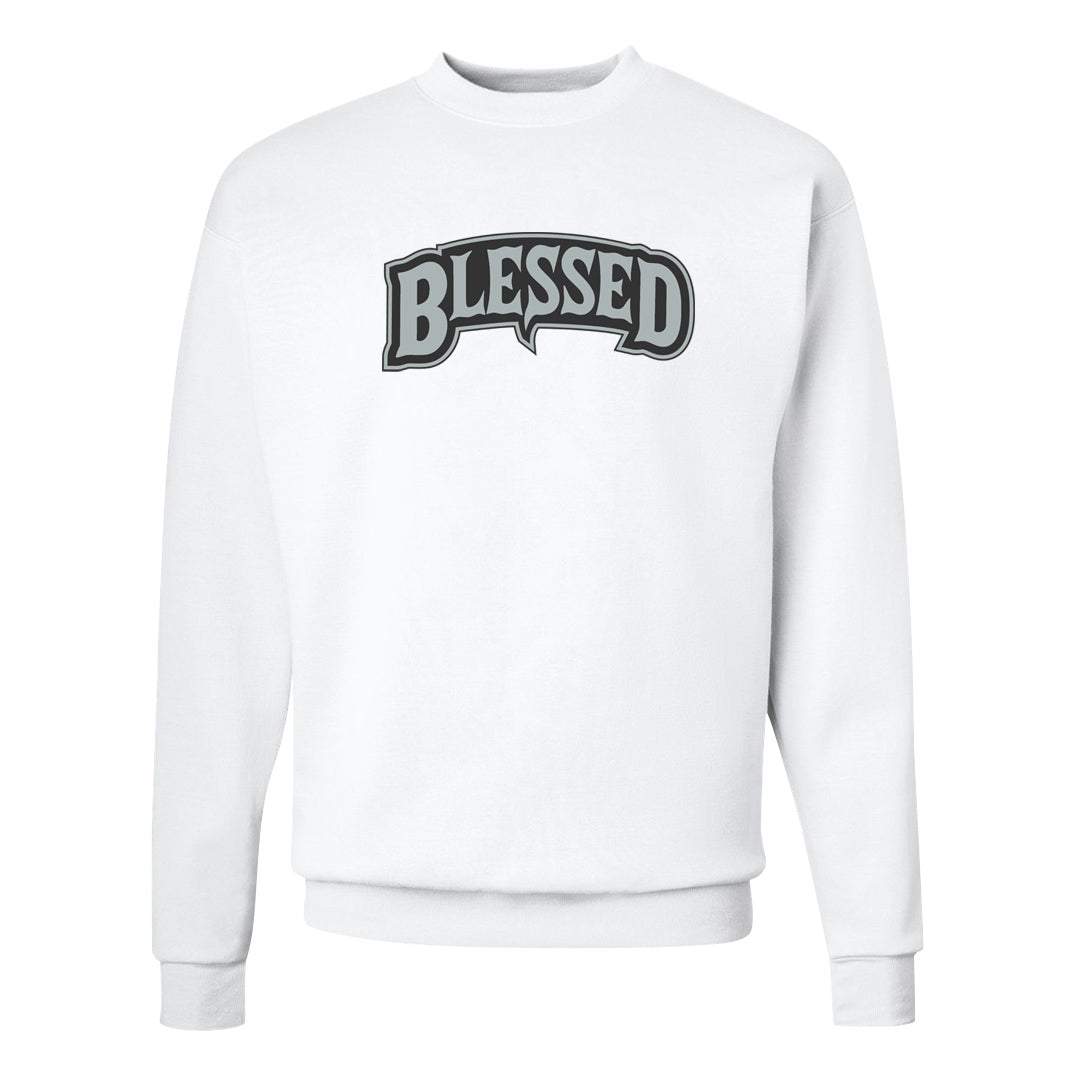 Indigo Haze 5s Crewneck Sweatshirt | Blessed Arch, White