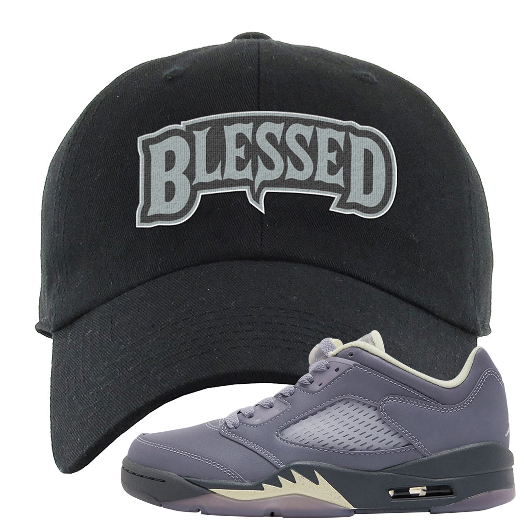 Indigo Haze 5s Dad Hat | Blessed Arch, Black