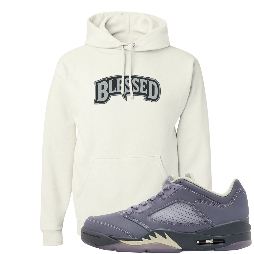 Indigo Haze 5s Hoodie | Blessed Arch, White