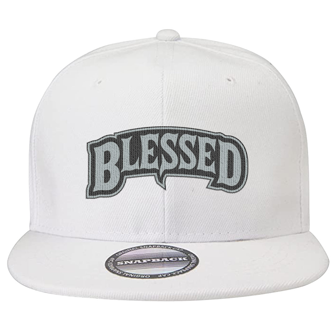 Indigo Haze 5s Snapback Hat | Blessed Arch, White