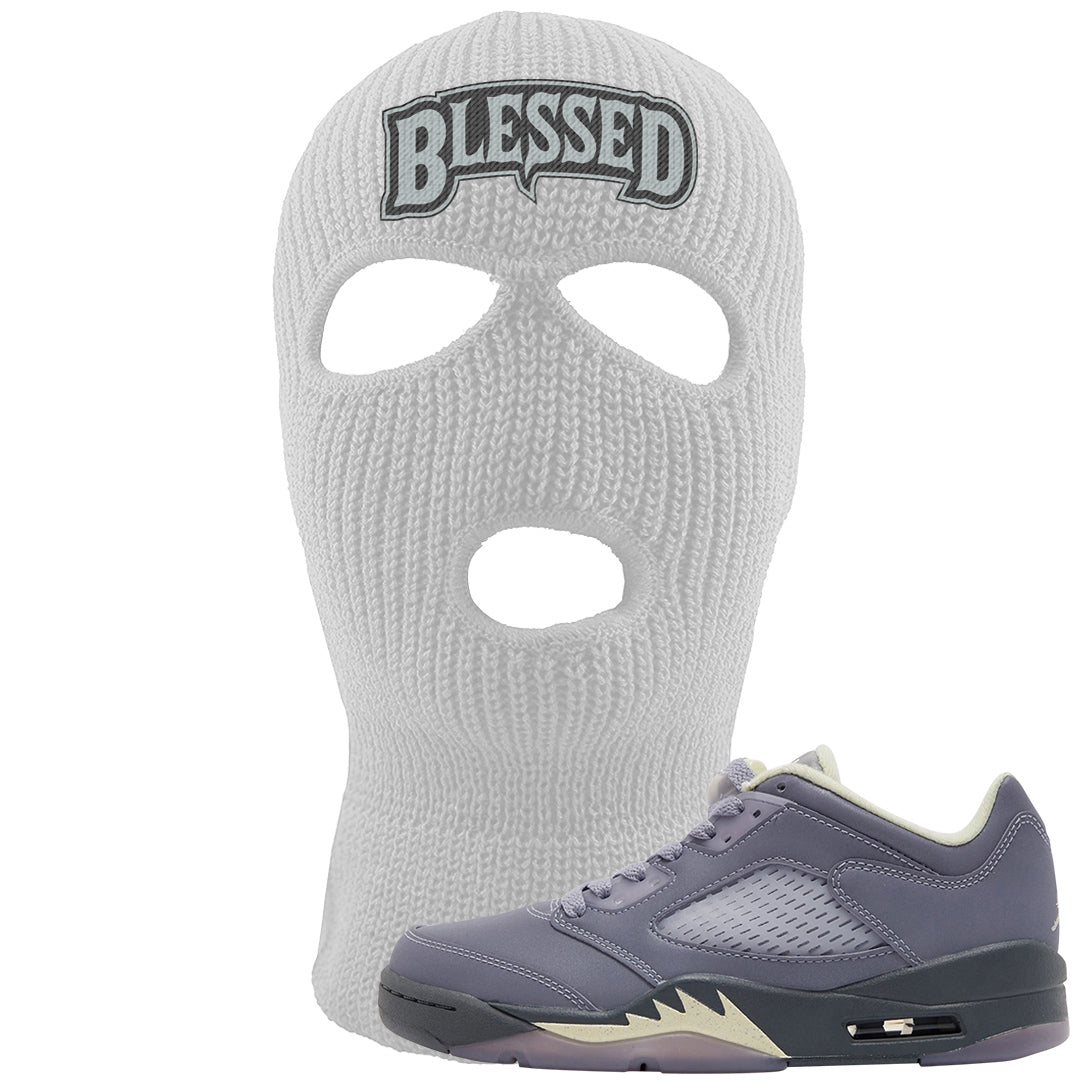 Indigo Haze 5s Ski Mask | Blessed Arch, White