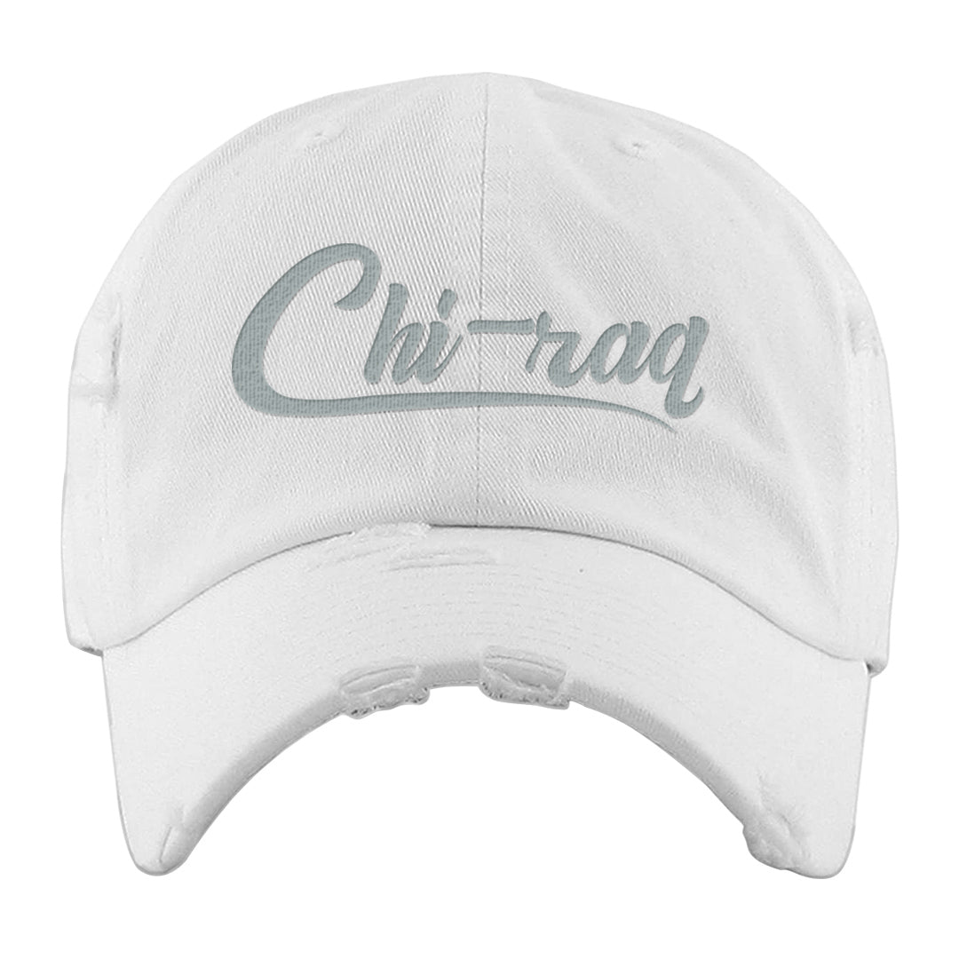 Indigo Haze 5s Distressed Dad Hat | Chiraq, White