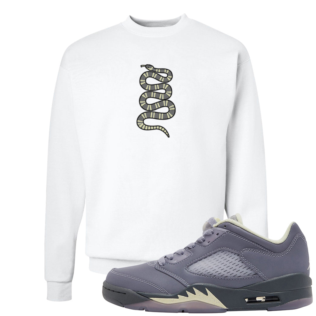 Indigo Haze 5s Crewneck Sweatshirt | Coiled Snake, White