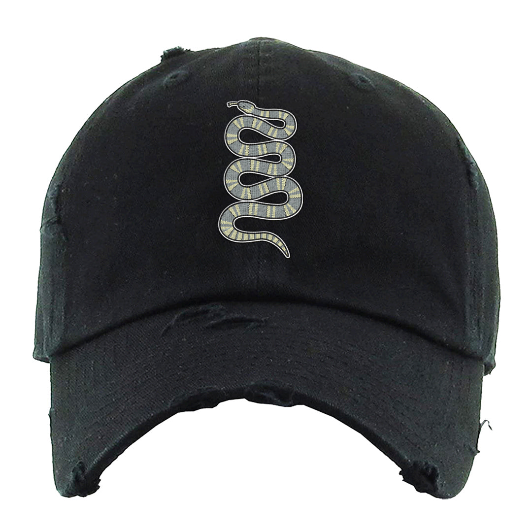 Indigo Haze 5s Distressed Dad Hat | Coiled Snake, Black