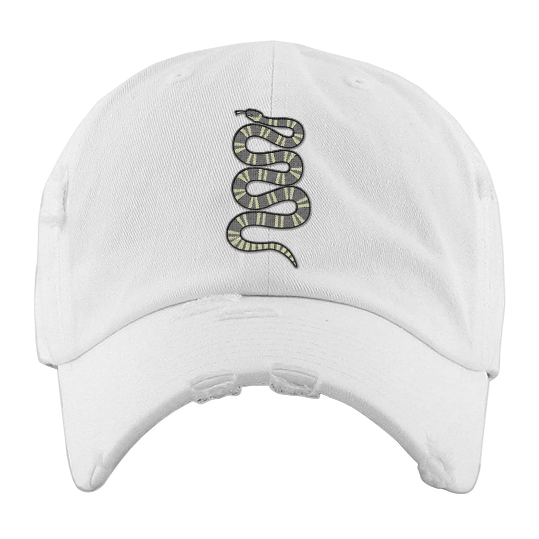 Indigo Haze 5s Distressed Dad Hat | Coiled Snake, White