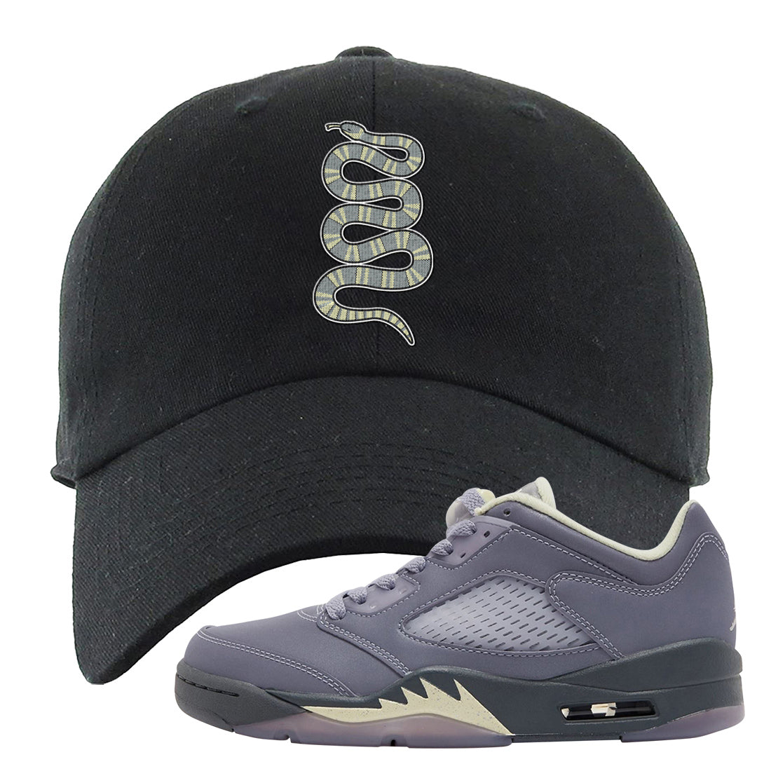 Indigo Haze 5s Dad Hat | Coiled Snake, Black