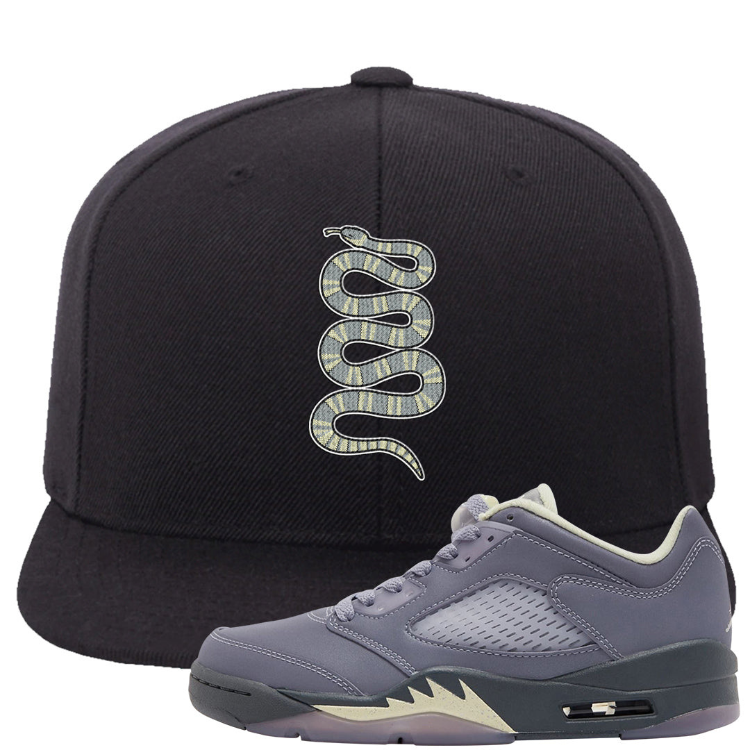 Indigo Haze 5s Snapback Hat | Coiled Snake, Black