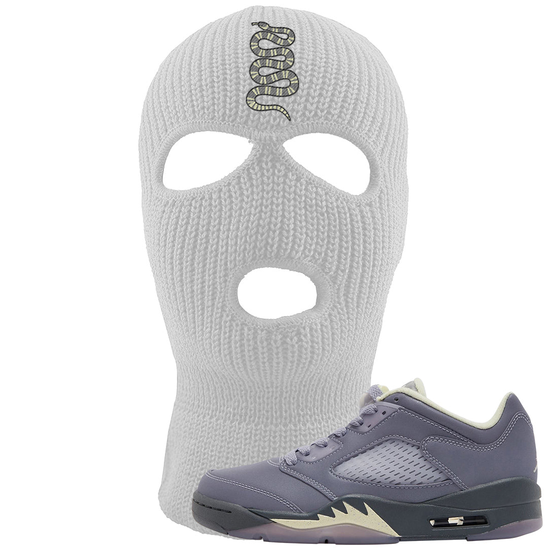 Indigo Haze 5s Ski Mask | Coiled Snake, White