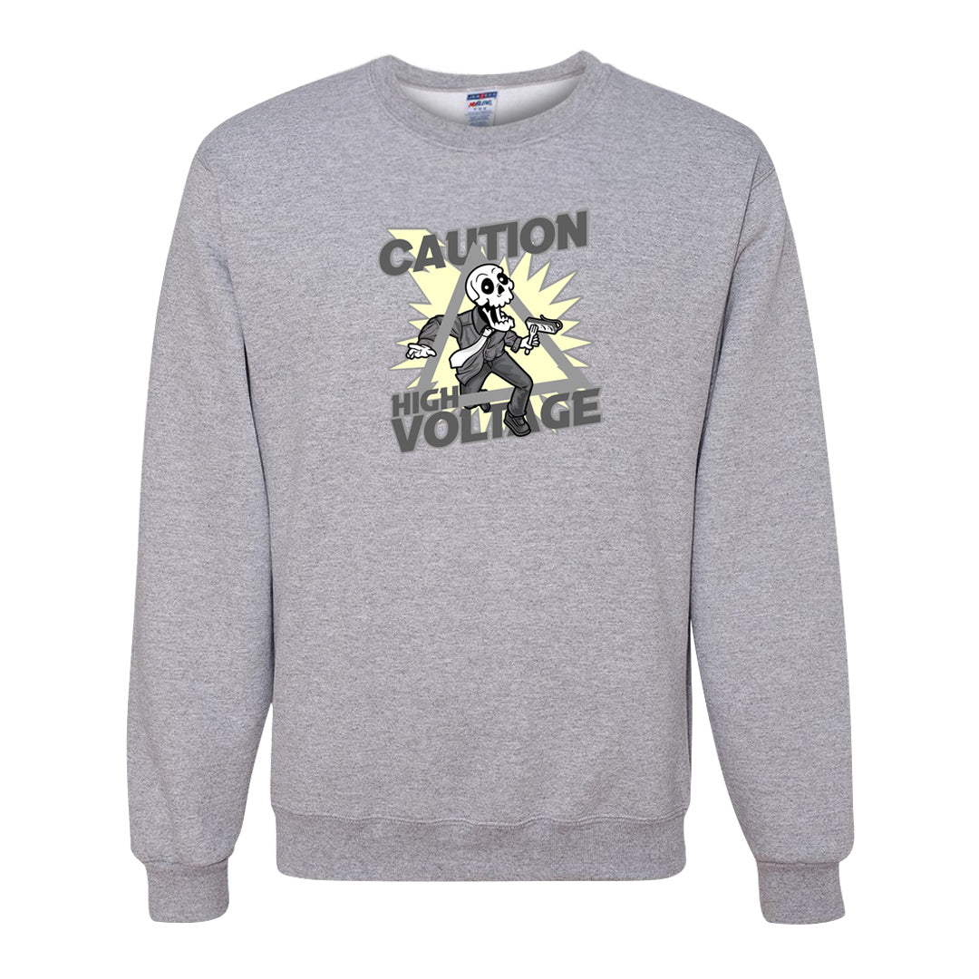 Indigo Haze 5s Crewneck Sweatshirt | Caution High Voltage, Ash